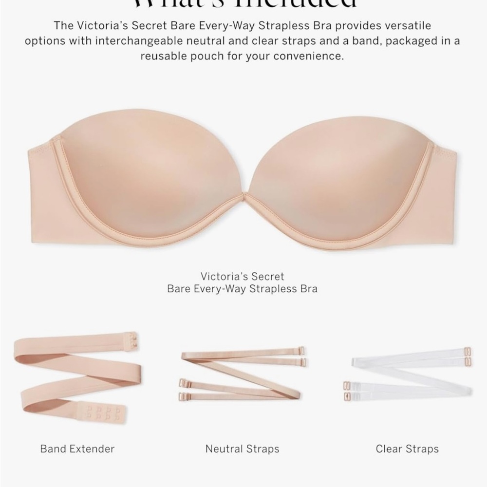 Victoria's Secret Bare Every-Way Strapless Bra - Nude